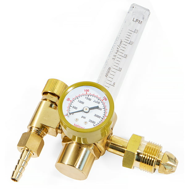 0 to 4500 PSI Pressure CGA 580 Inlet Connection and 5/8 x 18 RH Outlet Fitting Argon Regulator Dual Output CO2 Flow Meter for TIG MIG Welder Gas 10 to 60 SFCH 